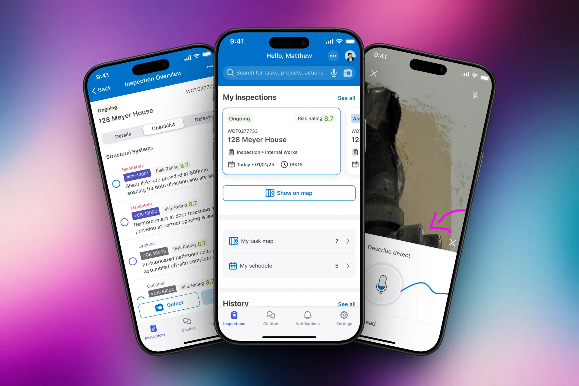Site inspection app designed for BuildPass, shown on mobile
